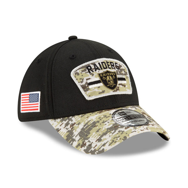 Las Vegas Raiders New Era 2021 Salute To Service 39THIRTY Flex Hat - Black/Camo