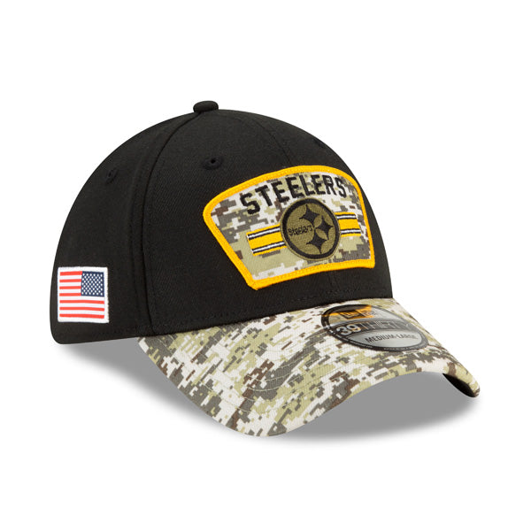Pittsburgh Steelers New Era 2021 Salute To Service 39THIRTY Flex Hat - Black/Camo