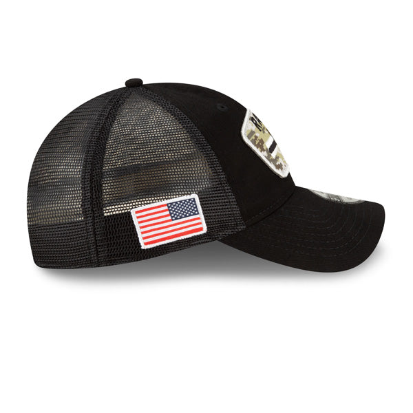 Las Vegas Raiders New Era 2021 Salute To Service Trucker 9TWENTY Adjustable Hat - Black