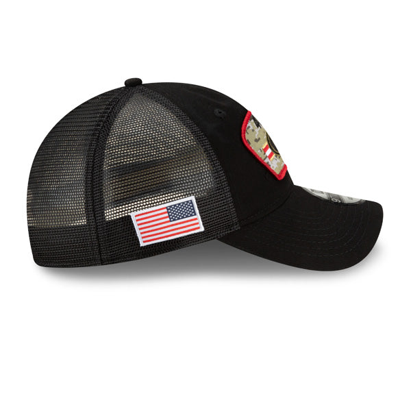 San Francisco 49ers New Era 2021 Salute To Service Trucker 9TWENTY Adjustable Hat - Black