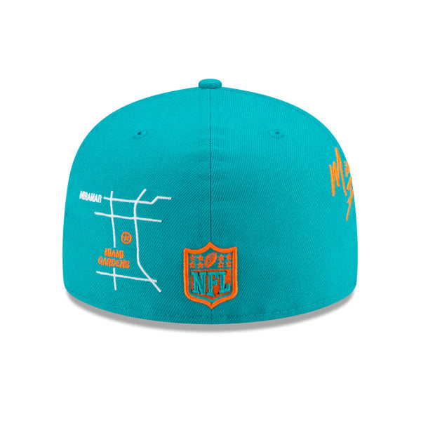 Miami Dolphins New Era Exclusive CITY TRANSIT 59Fifty Fitted NFL Hat - Aqua/Gray Bottom