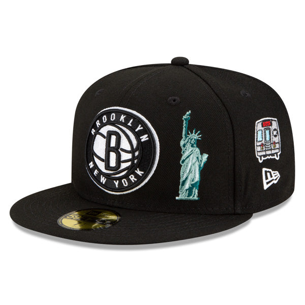 Brooklyn Nets New Era Exclusive CITY TRANSIT 59Fifty Fitted NBA Hat - Black/Gray Bottom