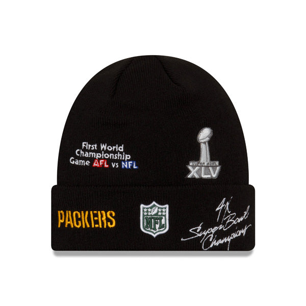 Green Bay Packers New Era CHAMPIONS SERIES Cuffed Knit NFL Hat - Black