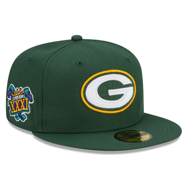 Green Bay Packers SUPER BOWL XXXl (31) Exclusive New Era 59Fifty Fitted Hat - Green