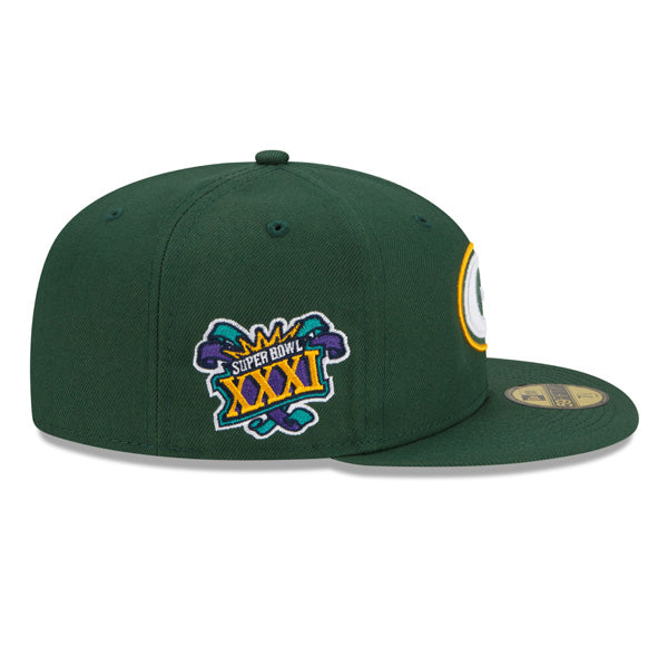 Green Bay Packers SUPER BOWL XXXl (31) Exclusive New Era 59Fifty Fitted Hat - Green