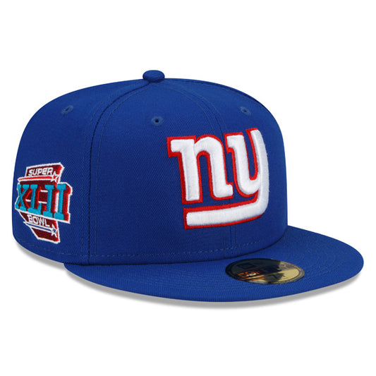 New York Giants SUPER BOWL XLll (42) Exclusive New Era 59Fifty Fitted Hat - Royal/Gray Bottom