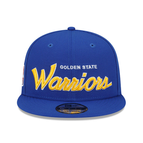 Golden State Warriors New Era NBA CLASSIC SCRIPT Snapback Hat – Royal/Yellow