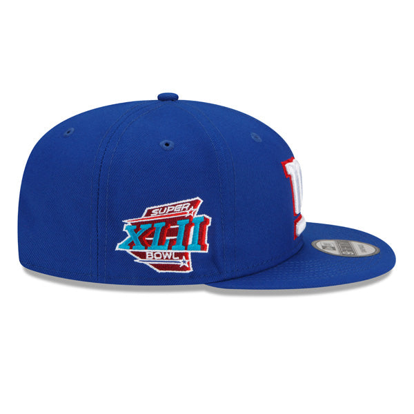 New York Giants Exclusive New Era Super Bowl XLll (42) PATCH-UP Snapback Hat - Royal