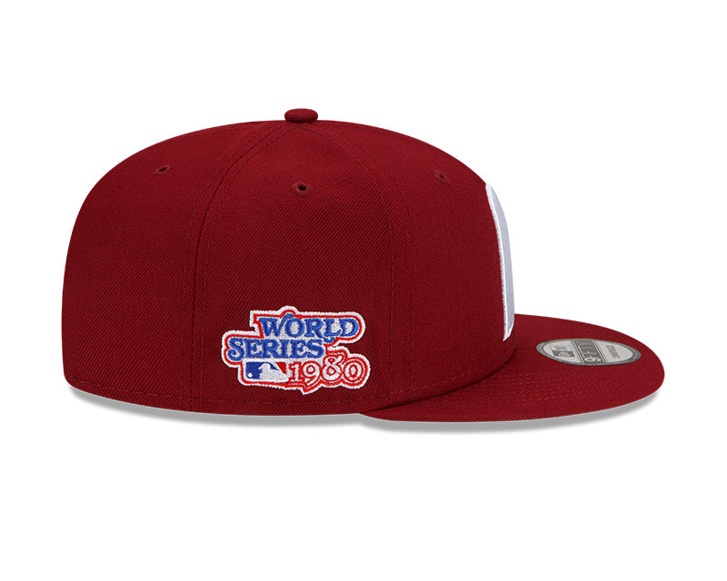 Philadelphia Phillies Exclusive New Era 1980 World Series PATCH-UP Snapback Hat - Maroon