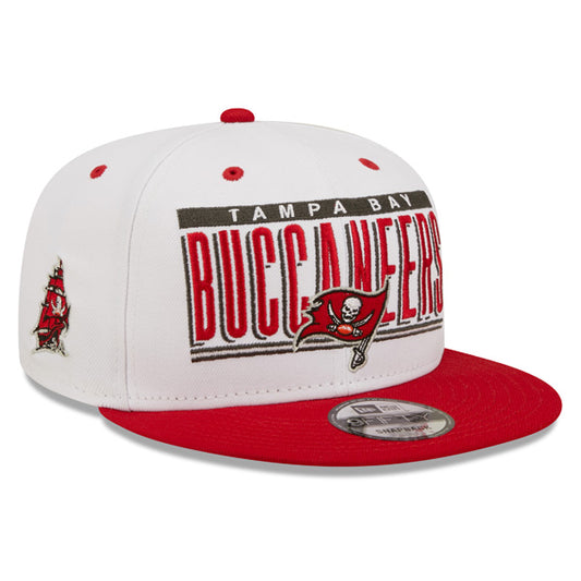 Tampa Bay Buccaneers New Era RETRO TITLE 9Fifty Snapback NFL Hat - White/Scarlet