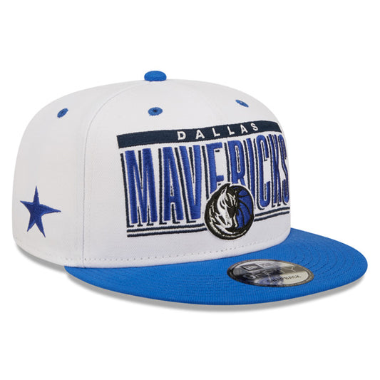 Dallas Mavericks New Era RETRO TITLE 9Fifty Snapback NBA Hat - White/Blue