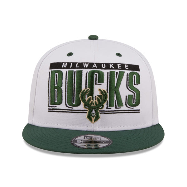 Milwaukee Bucks New Era RETRO TITLE 9Fifty Snapback NBA Hat - White/Pine
