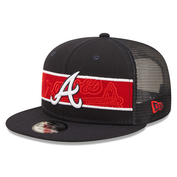 Atlanta Braves New Era MLB TONAL BAND TRUCKER 9FIFTY Snapback Hat - Navy/Red