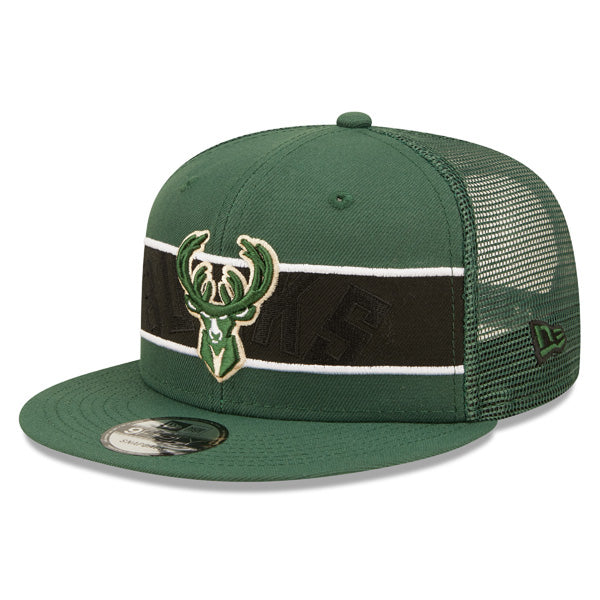 Milwaukee Bucks New Era NBA TONAL BAND TRUCKER 9FIFTY Snapback Hat - Green/Black