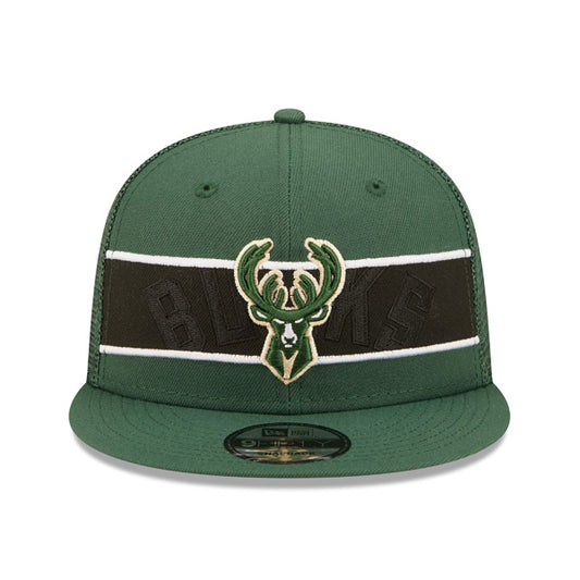Milwaukee Bucks New Era NBA TONAL BAND TRUCKER 9FIFTY Snapback Hat - Green/Black