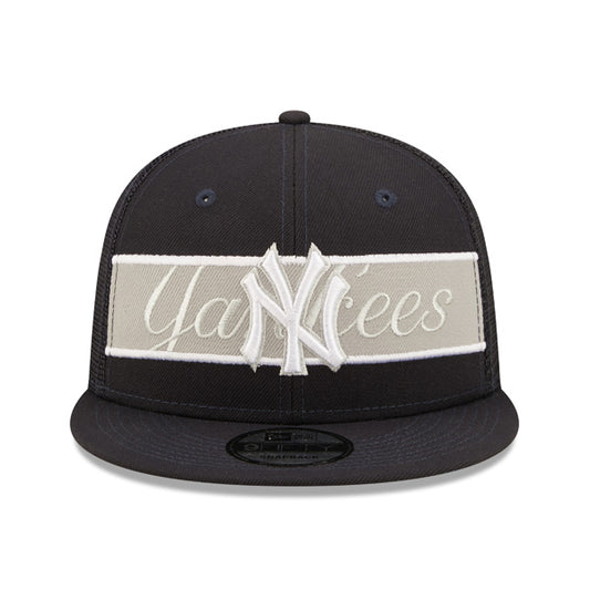 New York Yankees New Era MLB TONAL BAND TRUCKER 9FIFTY Snapback Hat - Navy/Gray