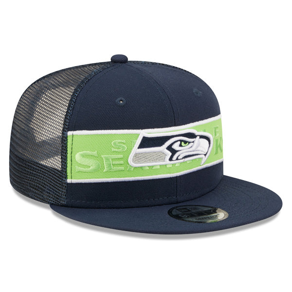 Seattle Seahawks New Era NFL TONAL BAND TRUCKER 9FIFTY Snapback Hat - Navy/Lime