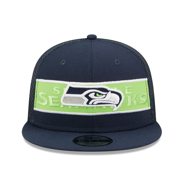 Seattle Seahawks New Era NFL TONAL BAND TRUCKER 9FIFTY Snapback Hat - Navy/Lime
