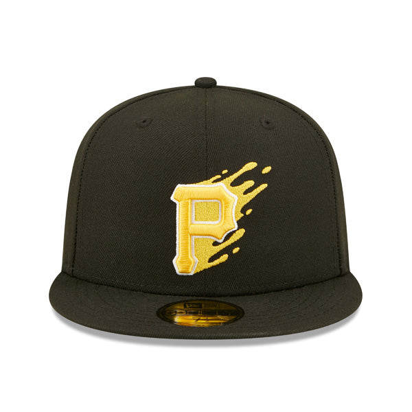 Pittsburgh Pirates New Era MLB Exclusive SPLATTER 59Fifty Fitted Hat - Black/Gray Bottom