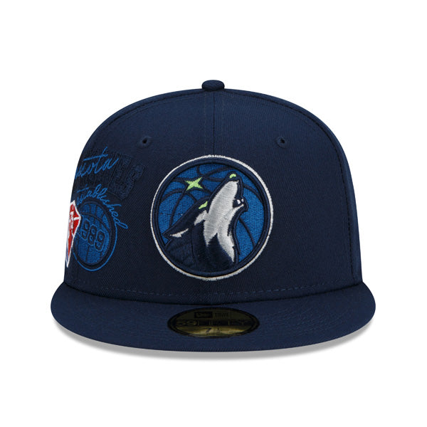 Minnesota Timberwolves New Era 2022 BACK HALF NBA 59Fifty Fitted Hat - Navy/Gray Bottom