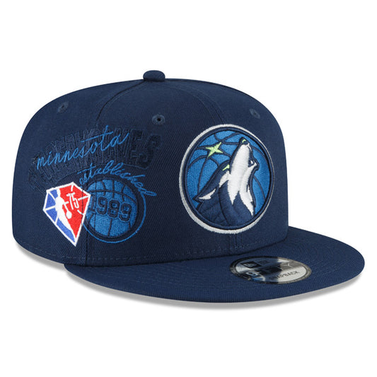 Minnesota Timberwolves New Era 2022 Back Half 9FIFTY Snapback Adjustable Hat - Navy