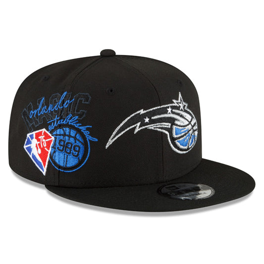 Orlando Magic New Era 2022 Back Half 9FIFTY Snapback Adjustable Hat - Black/Royal