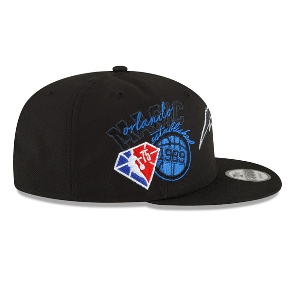 Orlando Magic New Era 2022 Back Half 9FIFTY Snapback Adjustable Hat - Black/Royal