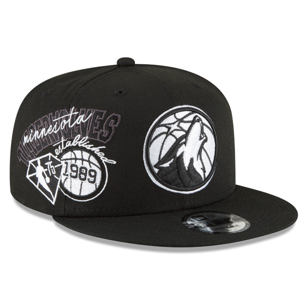 Minnesota Timberwolves New Era 2022 Back Half 9FIFTY Snapback Adjustable Hat - Black