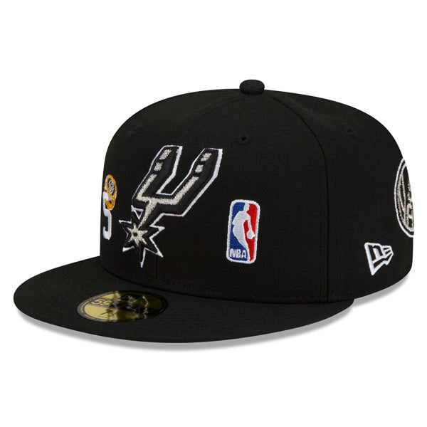 San Antonio Spurs New Era NBA Exclusive COUNT THE RINGS 59Fifty Fitted Hat - Black/Silver/Gray Bottom