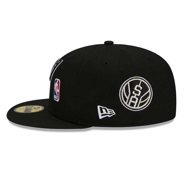San Antonio Spurs New Era NBA Exclusive COUNT THE RINGS 59Fifty Fitted Hat - Black/Silver/Gray Bottom