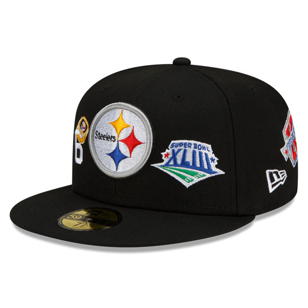 Pittsburgh Steelers New Era NFL Exclusive COUNT THE RINGS 59Fifty Fitted Hat - Black/Gray Bottom