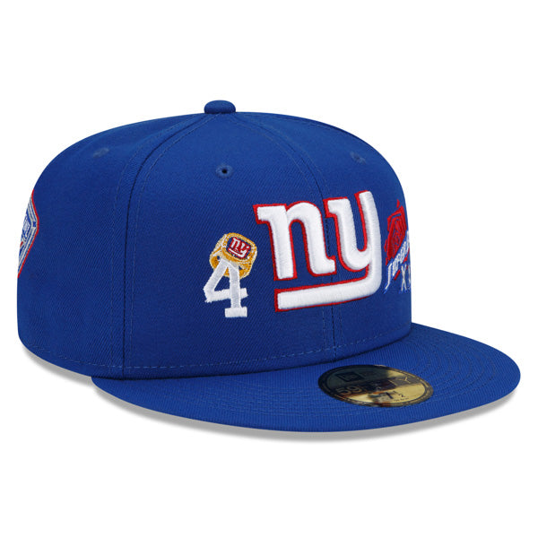 New York Giants New Era NFL Exclusive COUNT THE RINGS 59Fifty Fitted Hat - Royal/Gray Bottom