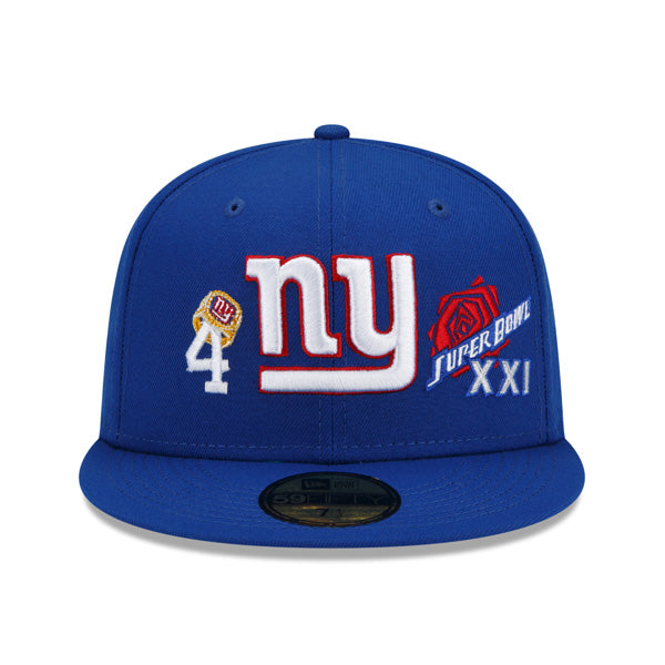 New York Giants New Era NFL Exclusive COUNT THE RINGS 59Fifty Fitted Hat - Royal/Gray Bottom