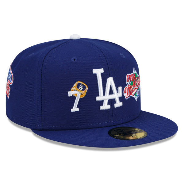 Los Angeles Dodgers New Era MLB Exclusive COUNT THE RINGS 59Fifty Fitted Hat - Royal/Gray Bottom