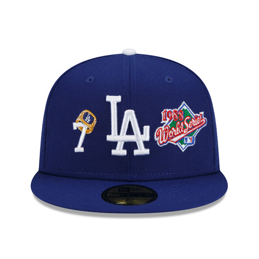 Los Angeles Dodgers New Era MLB Exclusive COUNT THE RINGS 59Fifty Fitted Hat - Royal/Gray Bottom