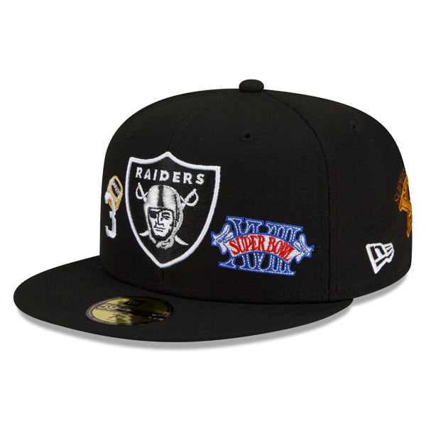 Las Vegas Raiders New Era NFL Exclusive COUNT THE RINGS 59Fifty Fitted Hat - Black/Gray Bottom