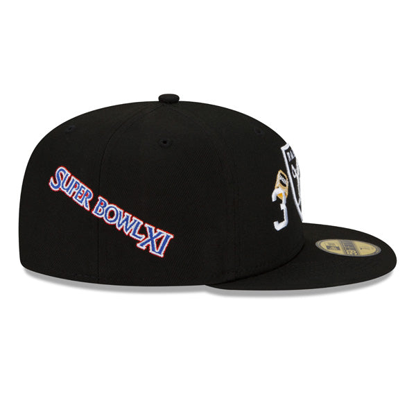 Las Vegas Raiders New Era NFL Exclusive COUNT THE RINGS 59Fifty Fitted Hat - Black/Gray Bottom