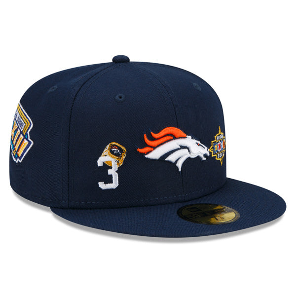 Denver Broncos New Era NFL Exclusive COUNT THE RINGS 59Fifty Fitted Hat - Navy/Gray Bottom