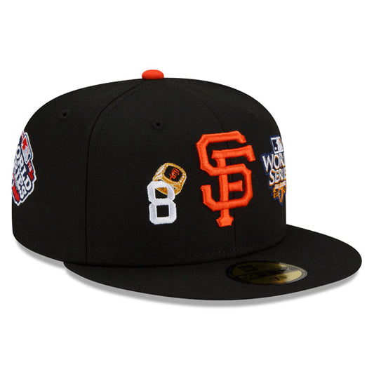 San Francisco Giants New Era MLB Exclusive COUNT THE RINGS 59Fifty Fitted Hat - Black/Gray Bottom