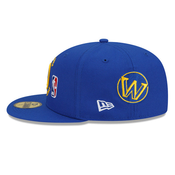 Golden State Warriors New Era NBA Exclusive COUNT THE RINGS 59Fifty Fitted Hat - Royal/Gray Bottom
