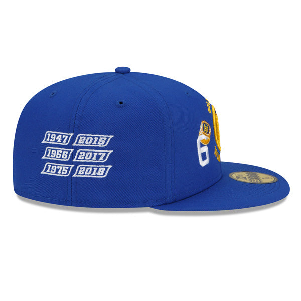 Golden State Warriors New Era NBA Exclusive COUNT THE RINGS 59Fifty Fitted Hat - Royal/Gray Bottom