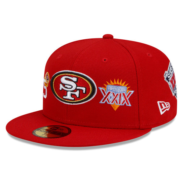 San Francisco 49ers New Era NFL Exclusive COUNT THE RINGS 59Fifty Fitted Hat - Red/Gray Bottom