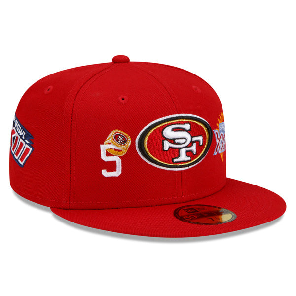 San Francisco 49ers New Era NFL Exclusive COUNT THE RINGS 59Fifty Fitted Hat - Red/Gray Bottom
