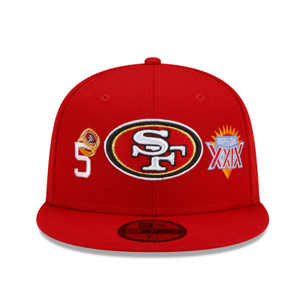 San Francisco 49ers New Era NFL Exclusive COUNT THE RINGS 59Fifty Fitted Hat - Red/Gray Bottom