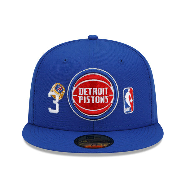 Detroit Pistons New Era NBA Exclusive COUNT THE RINGS 59Fifty Fitted Hat - Royal/Gray Bottom
