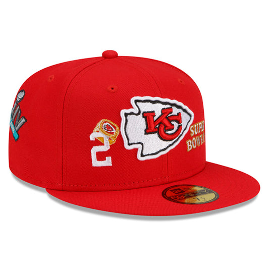 Kansas City Chiefs New Era NFL Exclusive COUNT THE RINGS 59Fifty Fitted Hat - Red/Gray Bottom