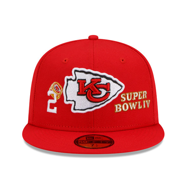 Kansas City Chiefs New Era NFL Exclusive COUNT THE RINGS 59Fifty Fitted Hat - Red/Gray Bottom