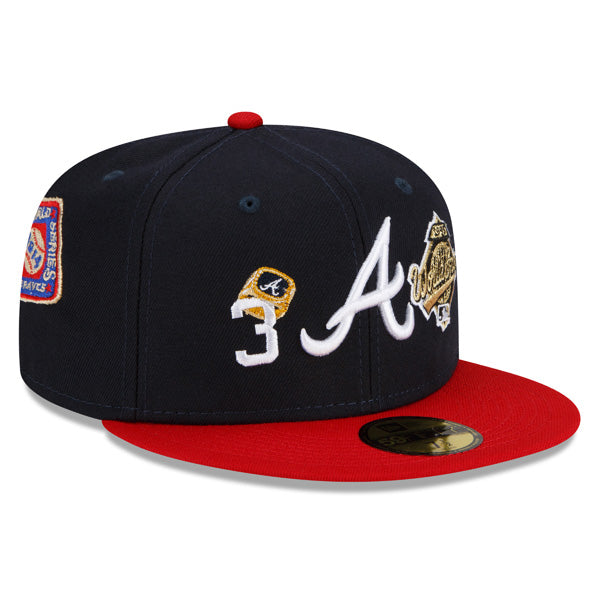 Atlanta Braves New Era MLB Exclusive COUNT THE RINGS 59Fifty Fitted Hat - Navy/Red/Gray Bottom