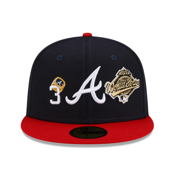 Atlanta Braves New Era MLB Exclusive COUNT THE RINGS 59Fifty Fitted Hat - Navy/Red/Gray Bottom