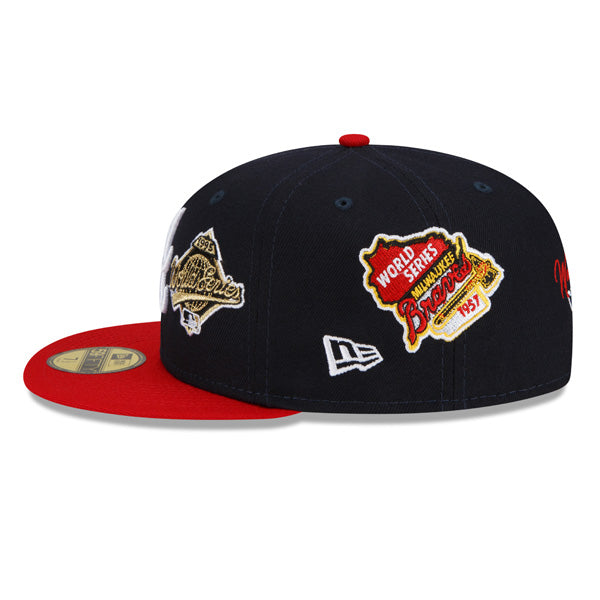 Atlanta Braves New Era MLB Exclusive COUNT THE RINGS 59Fifty Fitted Hat - Navy/Red/Gray Bottom